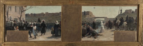 Esquisse pour le cabinet du Préfet à l'Hôtel de Ville : La sortie des troupes durant Le..., 1889. Creator: Paul Albert Baudouin.