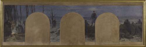 Esquisse pour le cabinet du Préfet de l'Hôtel de Ville : La défense extérieure durant le..., 1889. Creator: Paul Albert Baudouin.