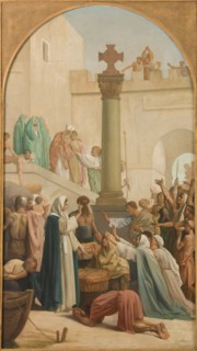 Sketch for the church of Saint-Sulpice : St Genevieve distributing bread...between 1860 and 1864.  Creator: Louis Charles Timbal.
