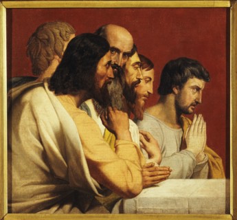 Sketch for the church of Notre-Dame-de-Lorette: Apostles at the Last Supper (facing right), c.1836.  Creator: Alphonse-Henri Perin.