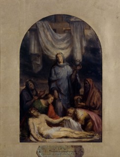 Esquisse pour la chapelle de la Compassion de l'église Saint-Roch : "Le Christ descendu..., 1856. Creator: Sebastien-Melchior Cornu.