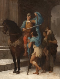 Esquisse pour l'église Saint-Nicolas-des-Champs : Saint Martin partageant son manteau avec..., 1870. Creator: Ernest-Barthélémy Michel.