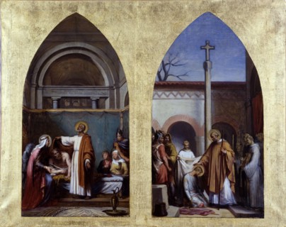 Esquisse pour l'église Saint-Séverin : Saint Séverin, abbé d'Agaune, guérit le roi Clovis..., c.1850 Creator: Sebastien-Melchior Cornu.