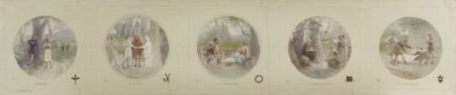Esquisse pour la galerie Lobau de l'Hôtel de Ville de Paris : L'Amour. L'Hymen. La Paternité...,1890 Creator: Jean Pierre Victor Mazies.