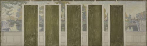Esquisse pour la salle des mariages de la mairie d'Asnières : La Seine au pont d'Asnières, c.1900. Creator: Henri Marius-Camille Bouvet.