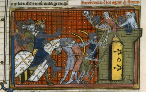 The Siege of Artah in 1097 (From "Li rommans de Godefroy de Buillon et de Salehadin"), 1337. Creator: Maître de Fauvel (active 1314-1340).