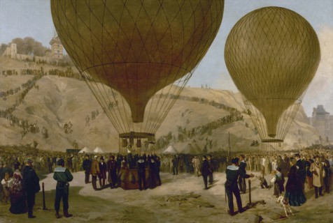 Départ de Léon Gambetta pour Tours sur le ballon l'"Armand-Barbès", le 7 octobre 1870, à..., c1871. Creators: Jules Didier, Jacques Guiaud.