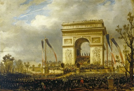 La fête de la Fraternité, le 20 avril 1848, place de l'Étoile : distribution des drapeaux..., 1848. Creator: Hippolyte Victor Valentin Sebron.
