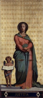 Esquisse pour l'église Saint-Jacques-Saint-Christophe de la Villette : La Justice, c.1843 - 1850. Creators: Jean-François Brémond, L. Jourdain.