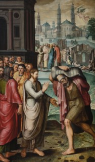 Christ healing the Paralytic at the Pool of Bethesda (Triptych, right side panel), 1560. Creator: Robionoy, Jean de (active Mid of the 16th cen.).