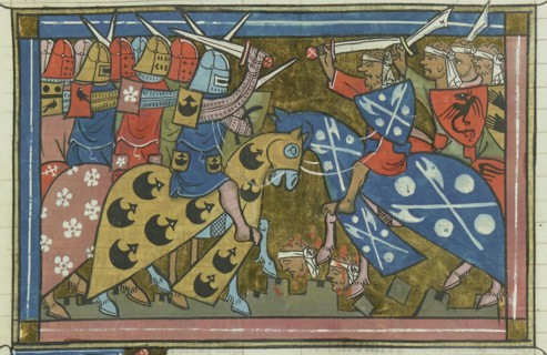 The siege of Damascus in July 1148 (From "Li rommans de Godefroy de Buillon et de Salehadin"), 1337. Creator: Maître de Fauvel (active 1314-1340).