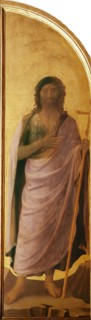Saint John the Baptist (left shutter panel of the Tabernacle of the Linaioli) , ca. 1433. Creator: Angelico, Fra Giovanni, da Fiesole (ca. 1400-1455).