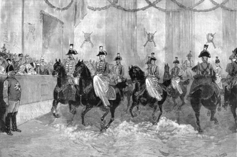 Musical Ride of the First Prussian Life Guards before the German Emperor at Potsdam', 1890. Creator: Unknown.