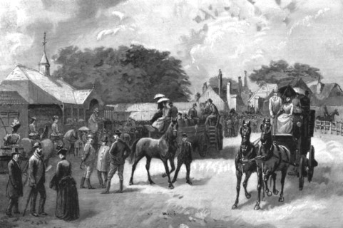 ''The July sales at Newmarket - a sketch in Tattersall's sale paddock', 1890. Creator: Unknown.
