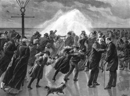 Church Parade at Brighton. A blustery day', 1890. Creator: Robert Barnes.