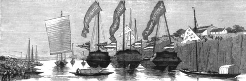 ''Conveyance of the Remains of the Late Marquis Tseng to Hunan, down the River Peiho', 1890. Creator: Unknown.