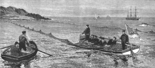 'The Newfoundland Fisheries Question - British Man-of- War removing and confiscating..., 1890. Creator: Unknown.