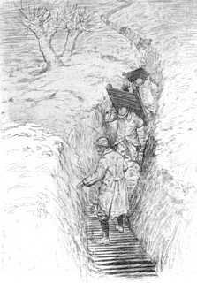 ''Le second hiver aux tranchees; le "plancheiage" d'un boyau.', 1916. Creator: Unknown.