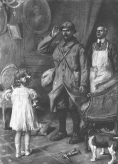 ''Le valet de chambre, annoncant : "le filleul de mademoiselle ! " ', 1915. Creator: Lucien Jonas.