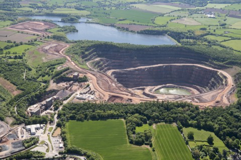 Mountsorrel Quarry, a granite quarry renowned for its distinctive pink rock, Leicestershire, 2018.