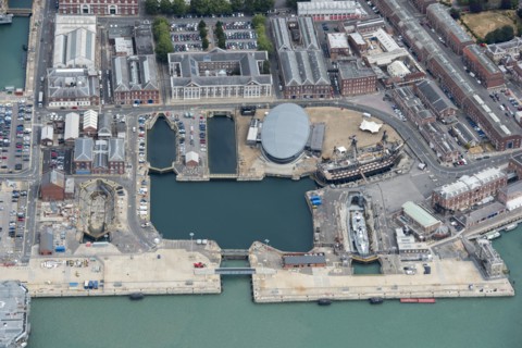 The dockyard, HMS Victory and the Mary Rose Museum, Portsmouth, City of Portsmouth, 2018.