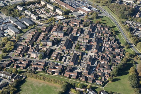 Housing estate in Stewards, Harlow, Essex, 2018.