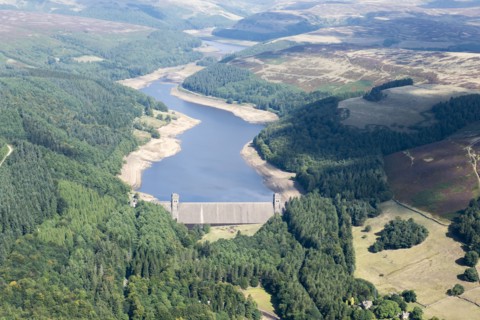 Derwent Dam and Upper Derwent Reservoir, Derbyshire, 2018.