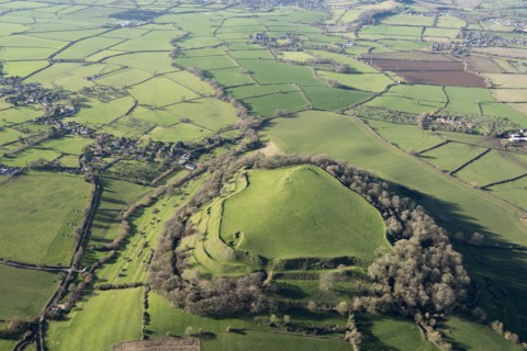Cadbury Castle, the earthwork remains of an Iron Age hillfort, Somerset, 2019. Creator: Damian Grady.