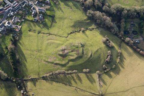 Ruardean Castle, the earthwork remains of a fortified manor house, Gloucestershire, 2019.