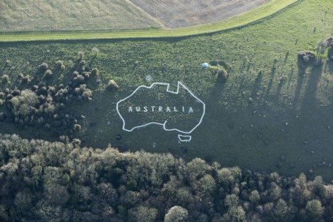 Outline chalk map of Australia, Wiltshire, 2019. Creator: Damian Grady.
