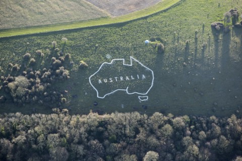 Outline chalk map of Australia, Wiltshire, 2019. Creator: Damian Grady.