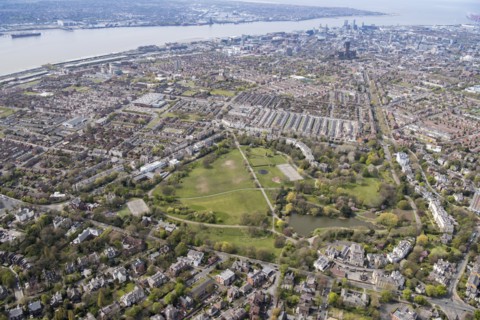 Prince's Park, designed by Joseph Paxton in 1842 and laid out 1842-44, Liverpool, 2021.