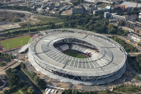 London Stadium, home of.West Ham Football Club, Stratford Marsh, London, 2021. Creator: Damian Grady.