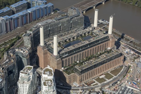 The former Battersea Power Station undergoing renovations, Nine Elms, Greater London Authority, 2021.