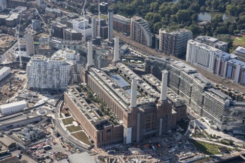 The former Battersea Power Station undergoing renovations, Nine Elms, Greater London Authority, 2021.