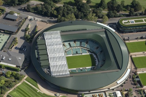 No 1 Court at the All England and Lawn Tennis and Croquet Club, Wimbledon, 2021.