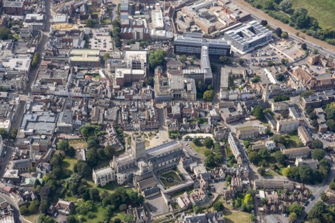 The City of Gloucester and Gloucester Cathedral, Gloucestershire, 2021.