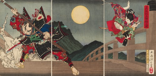 Yoshitsune and Benkei at Gojo Bridge, 1881.