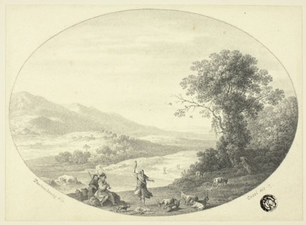 Italianate Landscape with Dancer, Musicians and Goats, c. 1750.