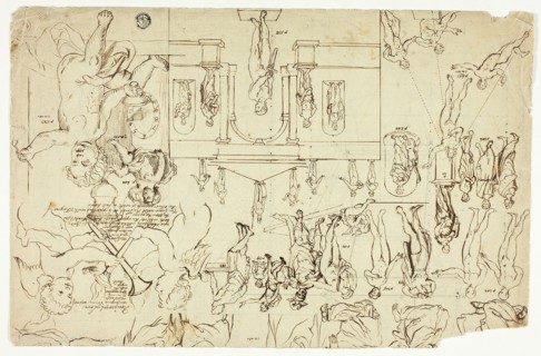 Copies after Illustrations of Statues and Paintings (recto); (Measurements for a Man's Skeleton (verso)), n.d.