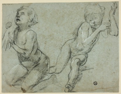 Sketches of Two Putti, One Holding Hand of Dead Christ (recto), n.d. Creator: Alessandro Casolani della Torre.