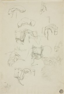 Sheet of Sketches: Details of a Donkey and Accoutrements, n.d. Attributed to Charles Émile Jacque.