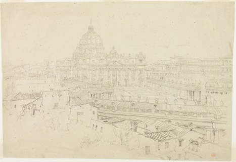 View of Saint Peter's in Rome, n.d. Attributed to Jean-Auguste-Dominique Ingres.