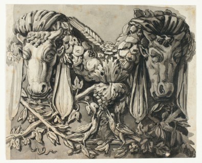 Ornament with Two Bull's Heads (recto), n.d. Creator: Jean Charles Delafosse.