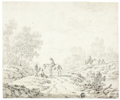Travellers in a Landscape, n.d. Attributed to Johann Christophe Dietzsch.