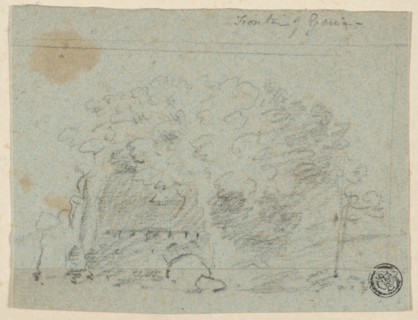 Sketch of Trees Near Bridge (recto); Sketch of Building (verso), n.d. Attributed to Richard Wilson.