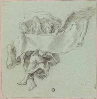 Angel with Putti Carrying Object, n.d. Attributed to Sebastiano Conca.