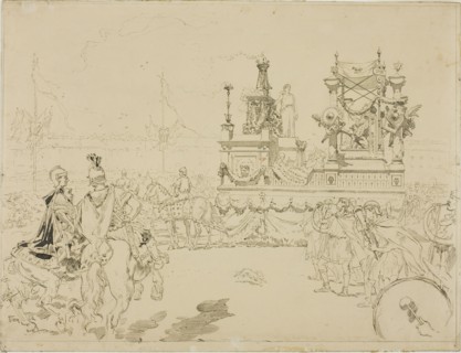 Scene from the Fêtes de Rennes, c. 1880. Festival at Rennes.