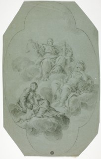 Allegorical Ceiling Decoration with Justice, Charity, and Fortitude, n.d. Follower of Stefano Pozzi.