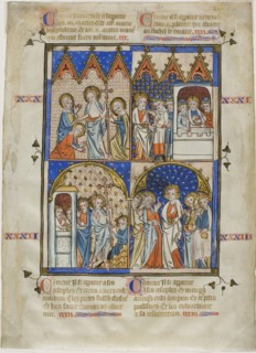 Leaf from a Picture Cycle: Christ Appearing to the Three Marys, Christ and the Pilgrims..., 1325/50. Creator: Unknown.